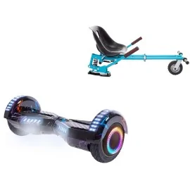 6.5 inch Hoverboard with Suspensions Hoverkart, Transformers Thunderstorm Blue PRO, Extended Range and Blue Seat with Double Suspension Set, Smart Balance