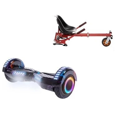 6.5 inch Hoverboard with Suspensions Hoverkart, Transformers Thunderstorm Blue PRO, Extended Range and Red Seat with Double Suspension Set, Smart Balance