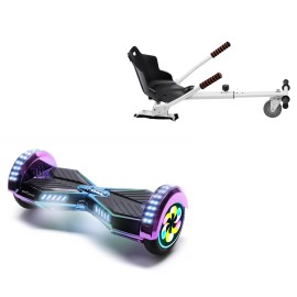 8 Zoll Hoverboard mit Standard Sitz, Transformers Dakota PRO, Maximale Reichweite und Weiss Hoverboard Sitz, Smart Balance