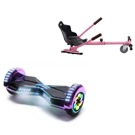 8 inch Hoverboard with Standard Hoverkart, Transformers Dakota PRO, Extended Range and Pink Ergonomic Seat, Smart Balance