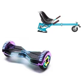 8 inch Hoverboard with Suspensions Hoverkart, Transformers Dakota PRO, Extended Range and Blue Seat with Double Suspension Set, Smart Balance