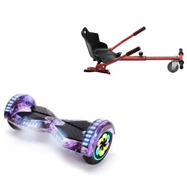 8 inch Hoverboard with Standard Hoverkart, Transformers Galaxy PRO, Extended Range and Red Ergonomic Seat, Smart Balance