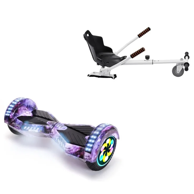 8 inch Hoverboard met Standaard Hoverkart, Transformers Galaxy PRO, Verlengde Afstand en Wit Hoverkart, Smart Balance