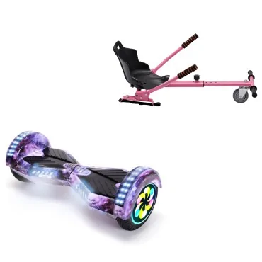 8 inch Hoverboard with Standard Hoverkart, Transformers Galaxy PRO, Extended Range and Pink Ergonomic Seat, Smart Balance