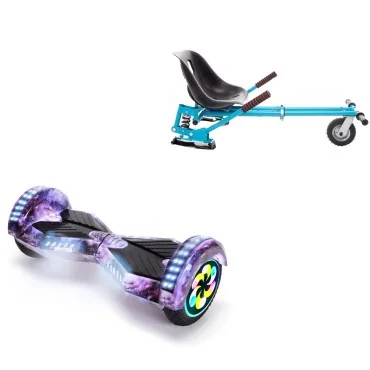 8 inch Hoverboard with Suspensions Hoverkart, Transformers Galaxy PRO, Extended Range and Blue Seat with Double Suspension Set, Smart Balance