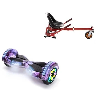 8 inch Hoverboard with Suspensions Hoverkart, Transformers Galaxy PRO, Extended Range and Red Seat with Double Suspension Set, Smart Balance
