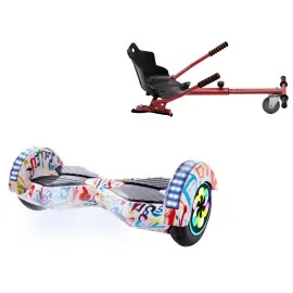 8 inch Hoverboard with Standard Hoverkart, Transformers Splash PRO, Extended Range and Red Ergonomic Seat, Smart Balance