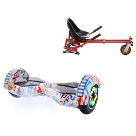 8 inch Hoverboard with Suspensions Hoverkart, Transformers Splash PRO, Extended Range and Red Seat with Double Suspension Set, Smart Balance