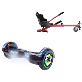 8 inch Hoverboard with Standard Hoverkart, Transformers Thunderstorm Blue PRO, Extended Range and Red Ergonomic Seat, Smart Balance