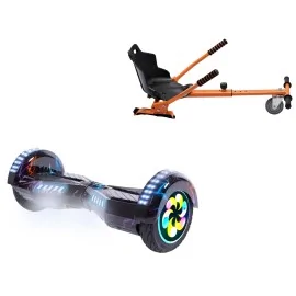 8 inch Hoverboard with Standard Hoverkart, Transformers Thunderstorm Blue PRO, Extended Range and Orange Ergonomic Seat, Smart Balance