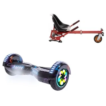 8 inch Hoverboard with Suspensions Hoverkart, Transformers Thunderstorm Blue PRO, Extended Range and Red Seat with Double Suspension Set, Smart Balance