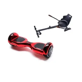 6.5 inch Hoverboard with Hoverkart, Ergonomic Seat, 15 km/h, UL2272 Certified, Bluetooth, Led Lighting, 700W Power, 4Ah Battery, Smart Balance, Regular ElectroRed