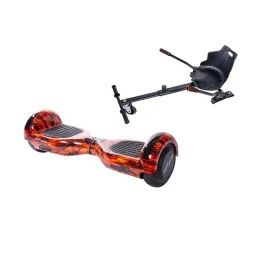 6.5 inch Hoverboard with Hoverkart, Ergonomic Seat, 15 km/h, UL2272 Certified, Bluetooth, Led Lighting, 700W Power, 4Ah Battery, Smart Balance, Regular Flame