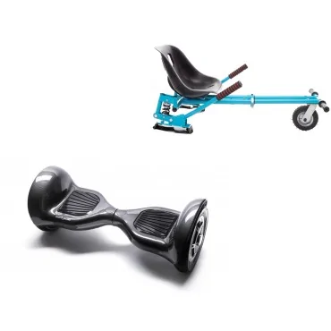 10 Zoll Hoverboard mit Stoßdämpfern Sitz, Off-Road Carbon, Standard Reichweite und Blau Stoßdämpfern Hoverboard Sitz, Smart Balance