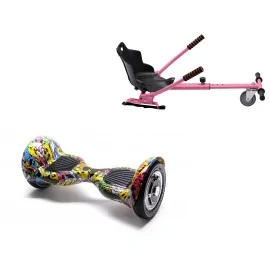 10 inch Hoverboard met Standaard Hoverkart, Off-Road HipHop, Verlengde Afstand en Roze Hoverkart, Smart Balance