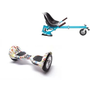 10 inch Hoverboard with Suspensions Hoverkart, Off-Road Splash, Extended Range and Blue Seat with Double Suspension Set, Smart Balance