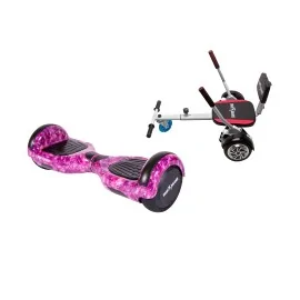 6.5 Zoll Hoverboard mit Sitz, Premium Soft HoverKart, 15 km/h, UL2272 Certified, Bluetooth, Led Beleuchtung, 700W Power, 4AH Akku, Smart Balance, Regular Galaxy Pink