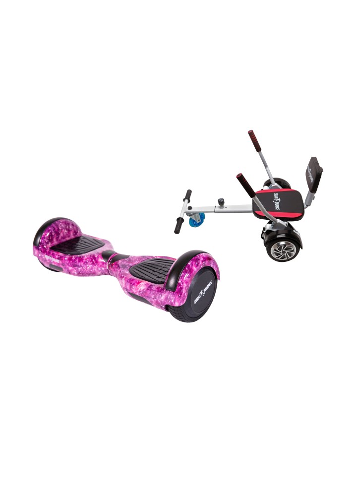Paquet Go-Kart Hoverboard, Smart Balance Regular Galaxy Pink, 6.5 Pouces, Deux Moteurs 36V, 700Watts, Bluetooth, Lumieres LED , 