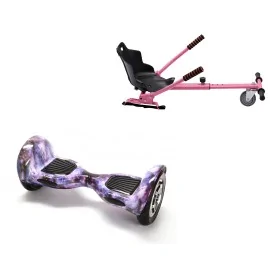 10 inch Hoverboard with Standard Hoverkart, Off-Road Galaxy, Standard Range and Pink Ergonomic Seat, Smart Balance