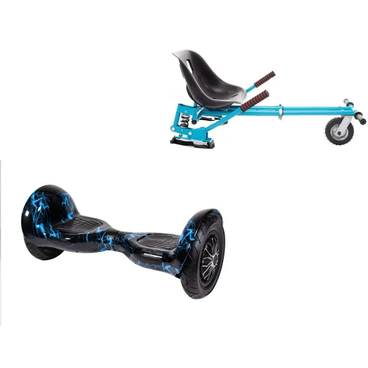 10 inch Hoverboard met Schokdempers Hoverkart, Off-Road Thunderstorm Blue, Verlengde Afstand en Blauw Hoverkart met Schokdempers, Smart Balance