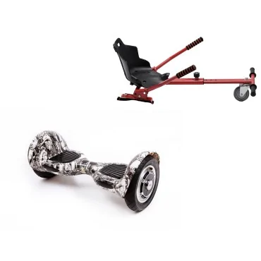 10 inch Hoverboard with Standard Hoverkart, Off-Road SkullHead, Extended Range and Red Ergonomic Seat, Smart Balance