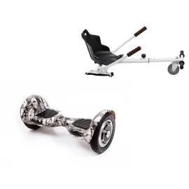 10 inch Hoverboard with Standard Hoverkart, Off-Road SkullHead, Extended Range and White Ergonomic Seat, Smart Balance