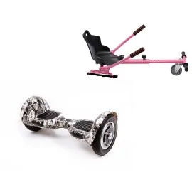 10 inch Hoverboard with Standard Hoverkart, Off-Road SkullHead, Extended Range and Pink Ergonomic Seat, Smart Balance