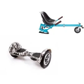 10 inch Hoverboard with Suspensions Hoverkart, Off-Road SkullHead, Extended Range and Blue Seat with Double Suspension Set, Smart Balance