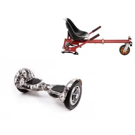 10 inch Hoverboard with Suspensions Hoverkart, Off-Road SkullHead, Extended Range and Red Seat with Double Suspension Set, Smart Balance