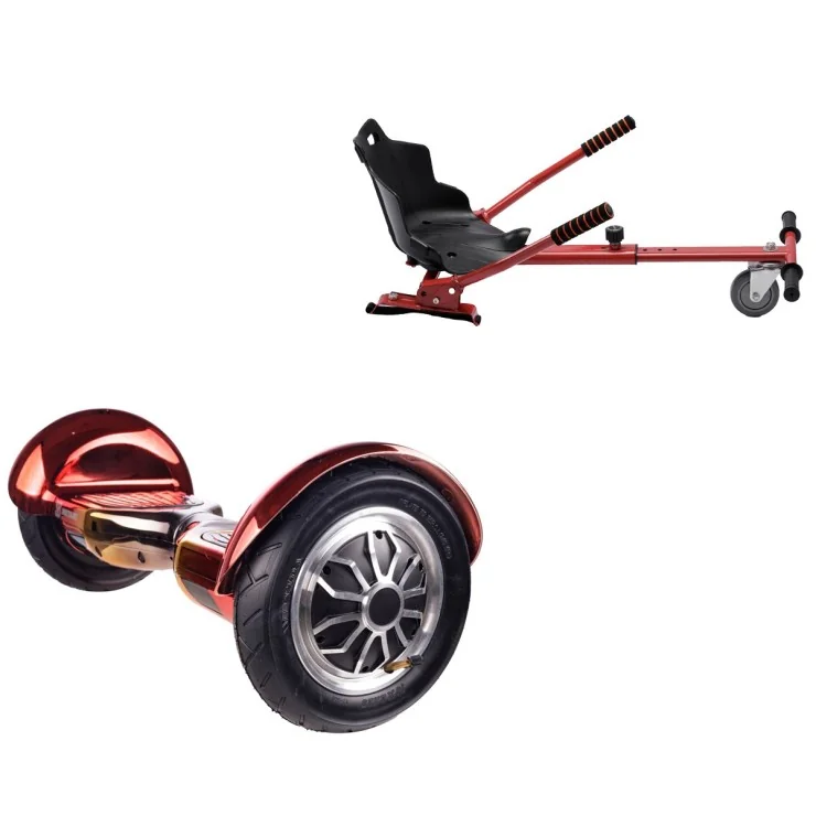 10 inch Hoverboard met Standaard Hoverkart, Off-Road Sunset, Verlengde Afstand en Rood Hoverkart, Smart Balance