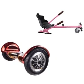 10 inch Hoverboard with Standard Hoverkart, Off-Road Sunset, Extended Range and Pink Ergonomic Seat, Smart Balance