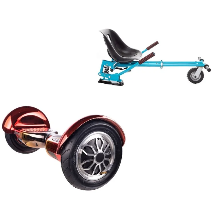 10 inch Hoverboard with Suspensions Hoverkart, Off-Road Sunset, Extended Range and Blue Seat with Double Suspension Set, Smart Balance