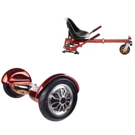 10 inch Hoverboard with Suspensions Hoverkart, Off-Road Sunset, Extended Range and Red Seat with Double Suspension Set, Smart Balance