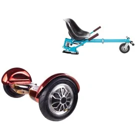 10 inch Hoverboard with Suspensions Hoverkart, Off-Road Sunset, Standard Range and Blue Seat with Double Suspension Set, Smart Balance