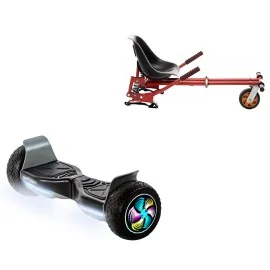 8.5 inch Hoverboard with Suspensions Hoverkart, Hummer Black PRO, Extended Range and Red Seat with Double Suspension Set, Smart Balance