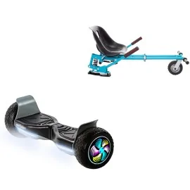 8.5 inch Hoverboard with Suspensions Hoverkart, Hummer Black PRO, Standard Range and Blue Seat with Double Suspension Set, Smart Balance