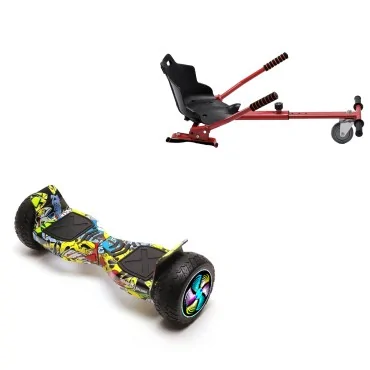8.5 inch Hoverboard with Standard Hoverkart, Hummer HipHop PRO, Extended Range and Red Ergonomic Seat, Smart Balance