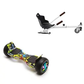 8.5 inch Hoverboard with Standard Hoverkart, Hummer HipHop PRO, Extended Range and White Ergonomic Seat, Smart Balance