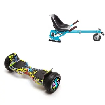 8.5 inch Hoverboard with Suspensions Hoverkart, Hummer HipHop PRO, Extended Range and Blue Seat with Double Suspension Set, Smart Balance