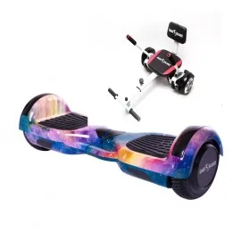 6.5 inch Hoverboard with Hoverkart, Premium Soft Seat, 15 km/h, UL2272 Certified, Bluetooth, Led Lighting, 700W Power, 4Ah Battery, Smart Balance, Regular Galaxy Orange Handle
