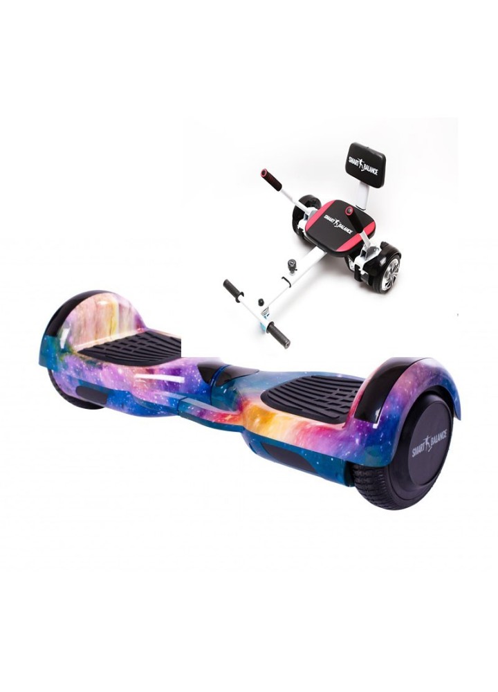 Hoverboard Go-Kart Pack, Smart Balance Regular Galaxy Orange Handle, 6.5 INCH, Dual Motors 36V, 700Wat, Bluetooth Speakers, LED