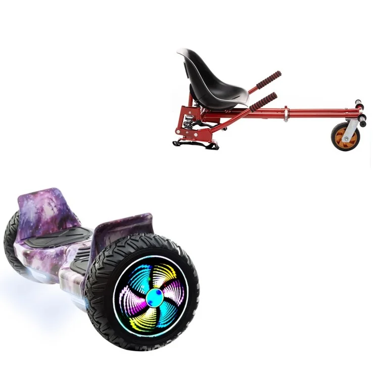 8.5 inch Hoverboard with Suspensions Hoverkart, Hummer Galaxy PRO, Extended Range and Red Seat with Double Suspension Set, Smart Balance