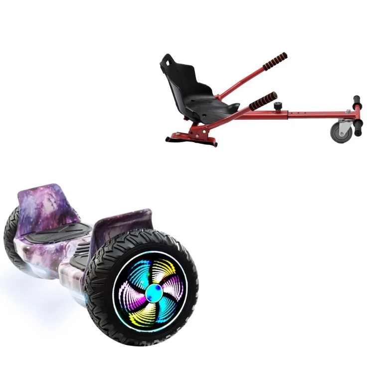 Paket Hoverboard Standard Go Kart 8.5 tums, Hummer Galaxy PRO, Standard Räckvidd och Röd Hoverkart, Smart Balance