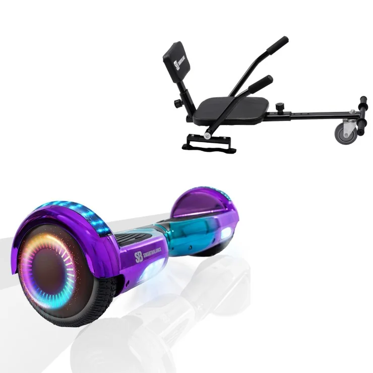 6.5 inch Hoverboard met Comfort Hoverkart, Regular Dakota PRO, Verlengde Afstand en Zwarte Comfort Hoverkart, Smart Balance