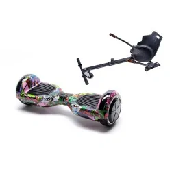 6.5 inch Hoverboard with Hoverkart, Ergonomic Seat, 15 km/h, UL2272 Certified, Bluetooth, Led Lighting, 700W Power, 4Ah Battery, Smart Balance, Regular Multicolor