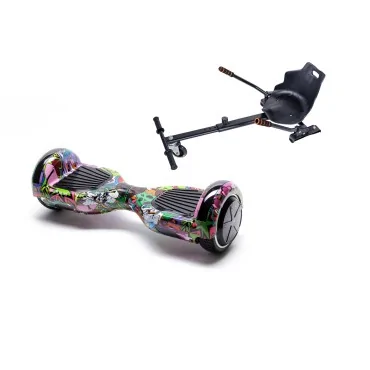 Hoverboard Go-Kart Pack, Smart Balance Regular Multicolor, 6.5 Tommer, dubbele motoren 36V, 700 Wat, Bluetooth-luidsprekers, LE