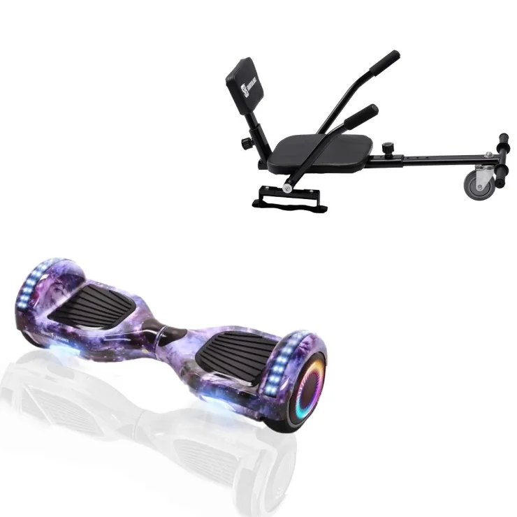 6.5 inch Hoverboard with Comfort Hoverkart, Regular Galaxy PRO, Standard Range and Black Comfort Seat, Smart Balance