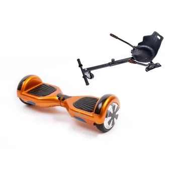 Pacchetto Hoverboard Go-Kart, Smart Balance Regular Orange, 6.5 Pollici, Doppio Motore 36V, 700Wat, Altoparlanti Bluetooth, Luci