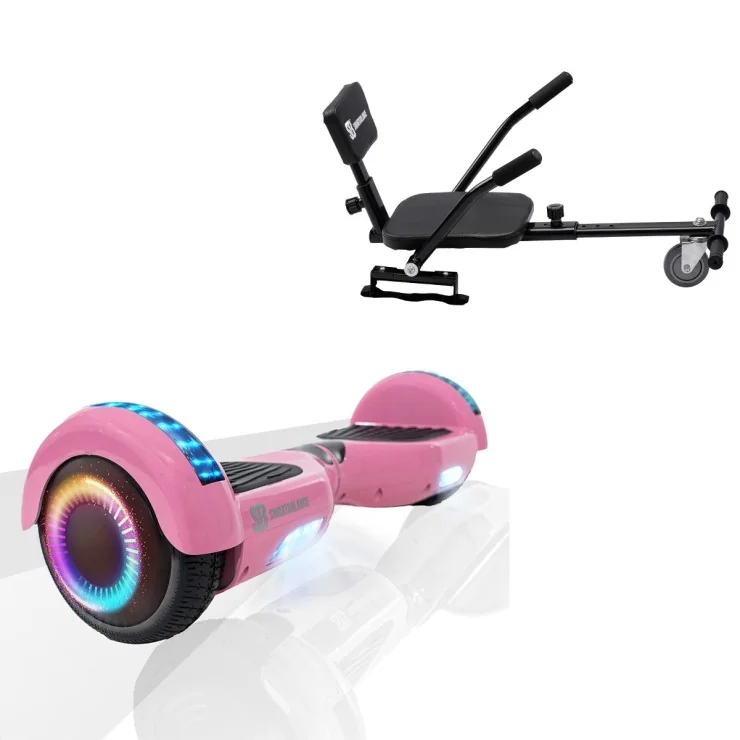 Hoverboard 6.5 pouces et Comfort Hoverkart Kit, Regular Pink PRO, Grande Autonomie et Hoverkart Comfort Noire, Smart Balance