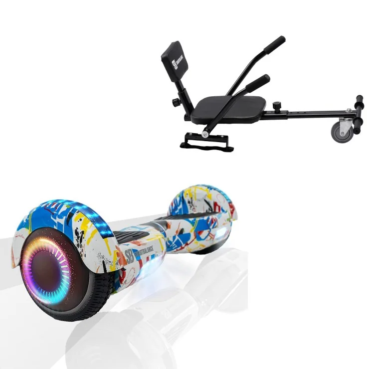 6.5 inch Hoverboard with Comfort Hoverkart, Regular Splash PRO, Extended Range and Black Comfort Seat, Smart Balance